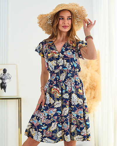 Royalfashion Rochie mini cu motive florale pentru femei