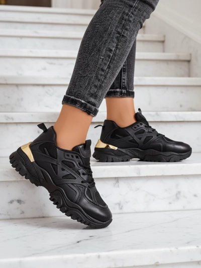 Stilosa Luma Sneakers Damă Negri din Piele Ecologică