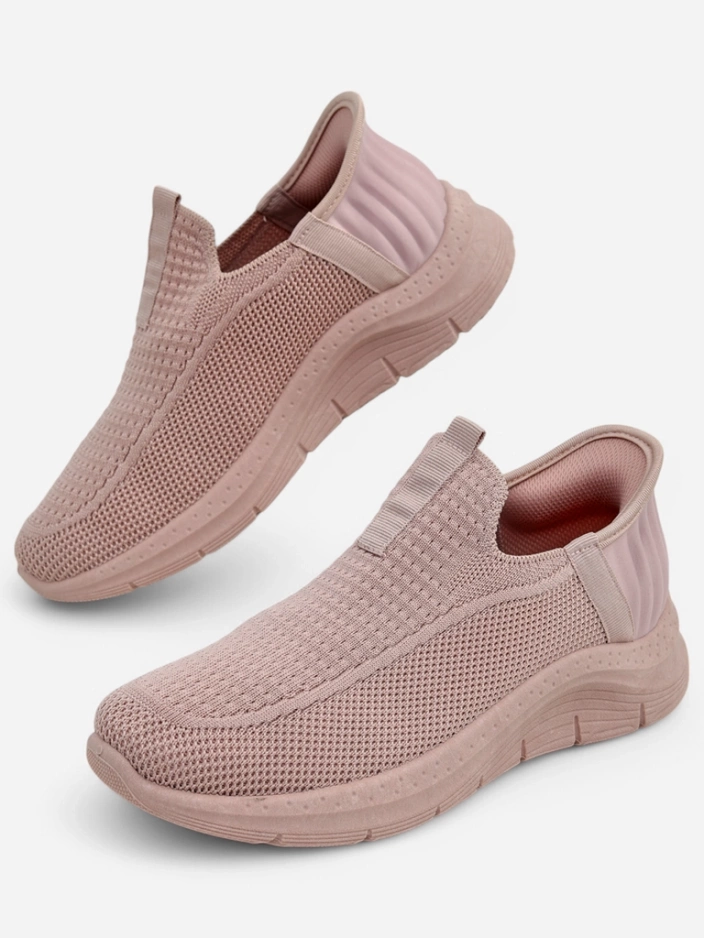 Дамски маратонки Apollo Rosa – розови обувки slip-on от плат на плоска подметка