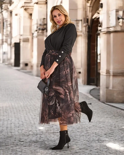 Fusta midi cu două straturi pentru femei Royalfashion