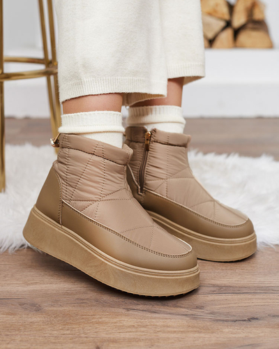 Royalfashion Cizme de zăpadă slip-on pentru femei de culoare maro Armeda