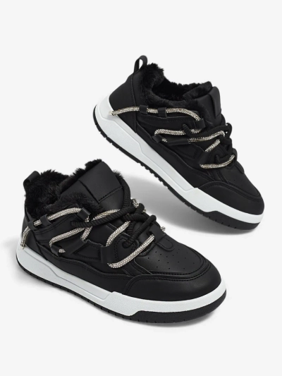 Sneakers Dama Luna Negri din Piele Ecologică pentru Zi de Zi