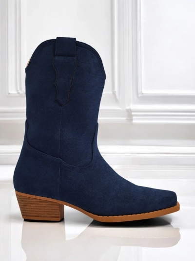 Botine cowboy de damă din piele ecologică întoarsă SpireHush