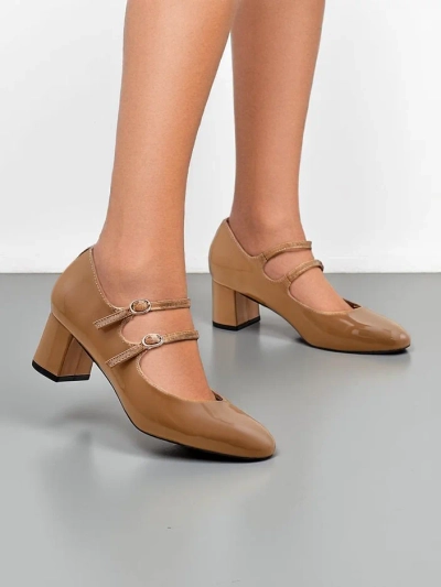 Royalfashion Pantofii cu toc pentru femei din patent cu curele Ovigs