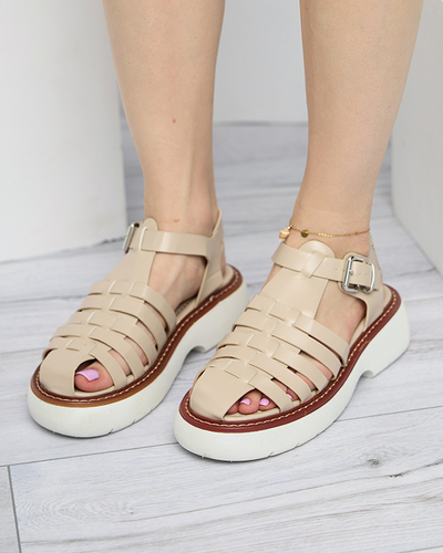 OUTLET Sandale de dama bej pe talpa masiva Leteris - Incaltaminte