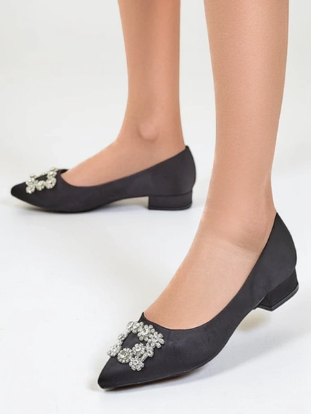 Balerini Royalfashion pentru femei din material satinat cu cataramă Legant