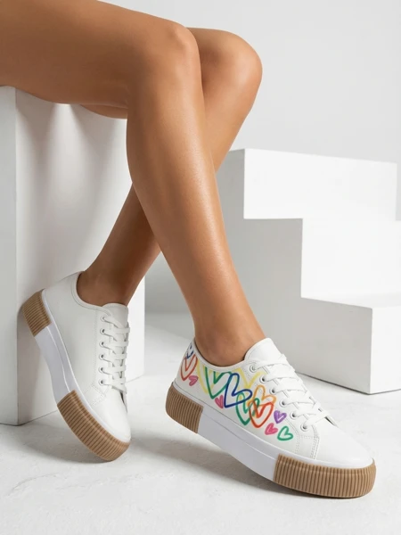 Royalfashion Tenisi pentru femei cu imprimeu în formă de inimă Sercess