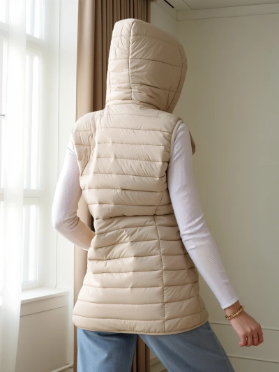 Jachetă fără mâneci Royalfashion pentru femei cu glugă detasabilă