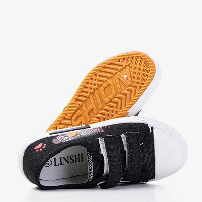 OUTLET Adidași negri din velcro pentru copii Jeff - Încălțăminte