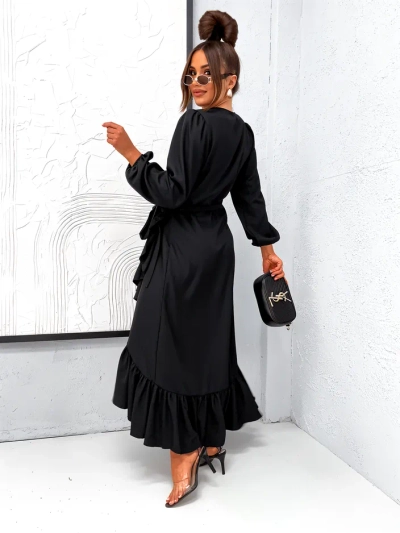 Royalfashion Rochie midi pentru femei cu volane și legături