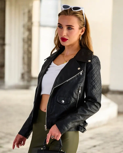 Royalfashion Jachetă Ramones din piele ecologică pentru femei