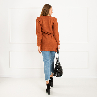 Cardigan dama legat maro cu ace colorate - Îmbrăcăminte