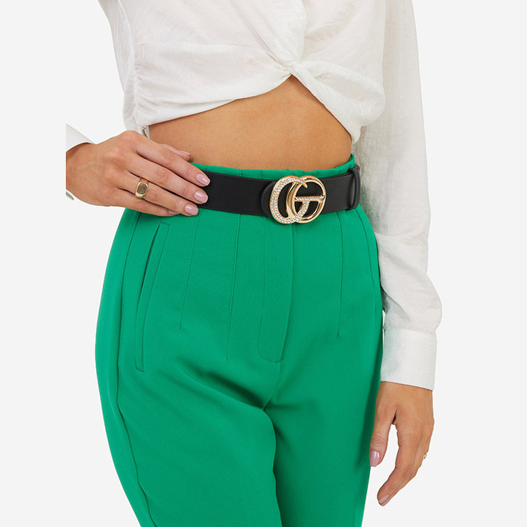 Curea neagră din piele ecologică pentru femei - Accesorii