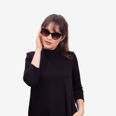 Ochelari de soare negri de damă cu ornamente metalice - accesorii