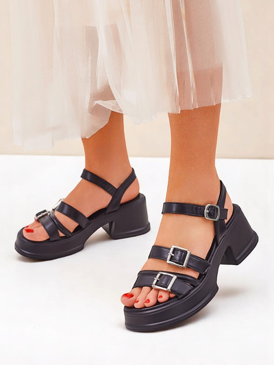 Royalfashion Sandale cu toc mic bloc pentru femei Otteze