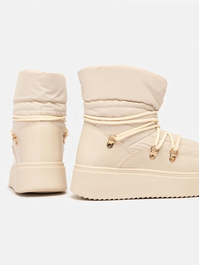 Royalfashion Cizme de zăpadă slip-on pentru femei de culoare crem Dabenda