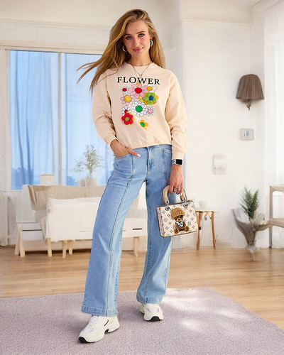 Royalfashion Hanorac cu imprimeu subțire din bumbac pentru femei