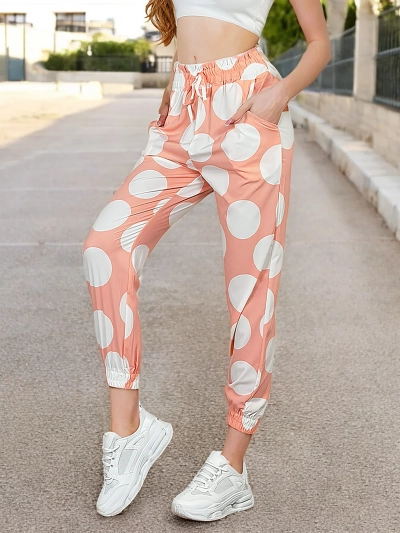 Royalfashion Pantaloni din stofă cu buline pentru femei