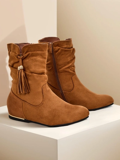 Pantofi Eko din catifea - botine pe toc ascuns Lovely