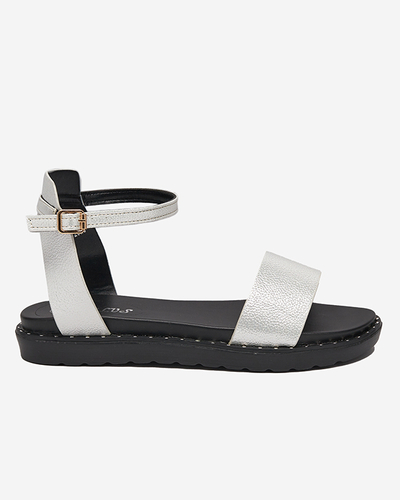 OUTLET Sandale dama argintie din piele ecologica cu sclipici Delika - Incaltaminte