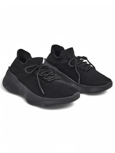 Sneakers de Damă Aura Nero Negri din Material Textil cu Talpă Plată de 4.5cm