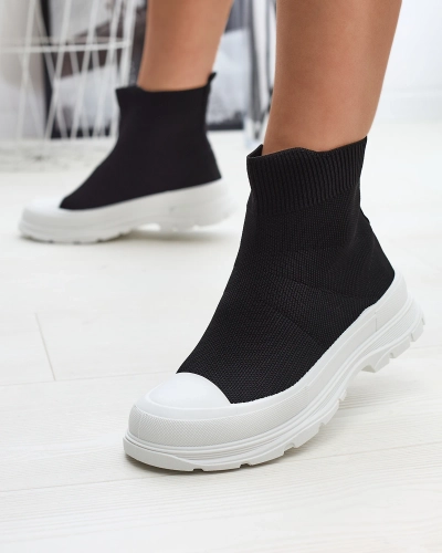 Negru pantofi de sport de damă înalți slip-on a'la sneakers Vertiks - Încălțăminte