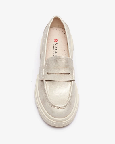 Mocasini din piele ecologică pentru femei, aurii Sepop- Footwear