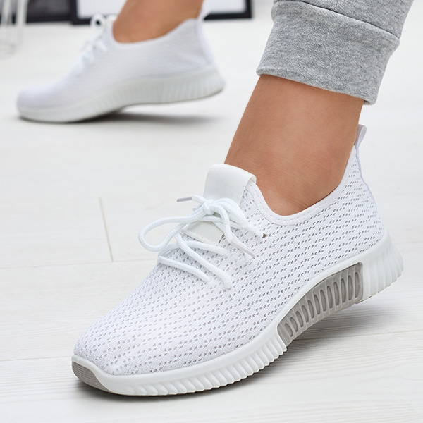 Pantofi sport alb din material textil pentru femei Vobbu- Footwear