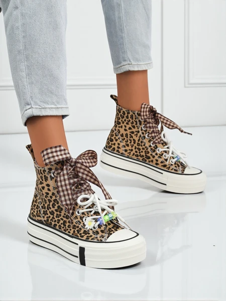 Adidași de damă Leonora Leo maro cu platformă – stil italian, material textil