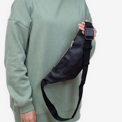 Rinichi de dama cu sclipici negru cu fermoar argintiu - Accesorii