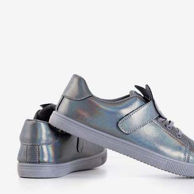 Adidași pentru copii gri închis cu pisoi Atlas - Pantofi