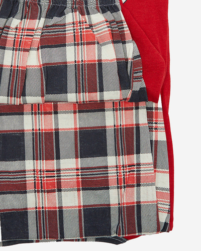 Pijama de 2 piese pentru bărbați roșie cu imprimeu de Crăciun- Îmbrăcăminte