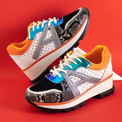 Adidași negri și portocalii cu inserții color Meia - Încălțăminte