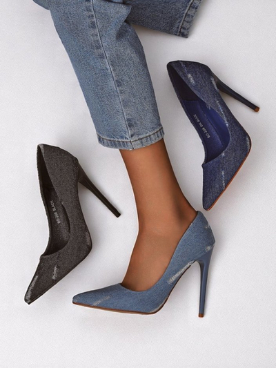 Royalfashion Pantofi cu toc înalt pentru femei Denim Chic