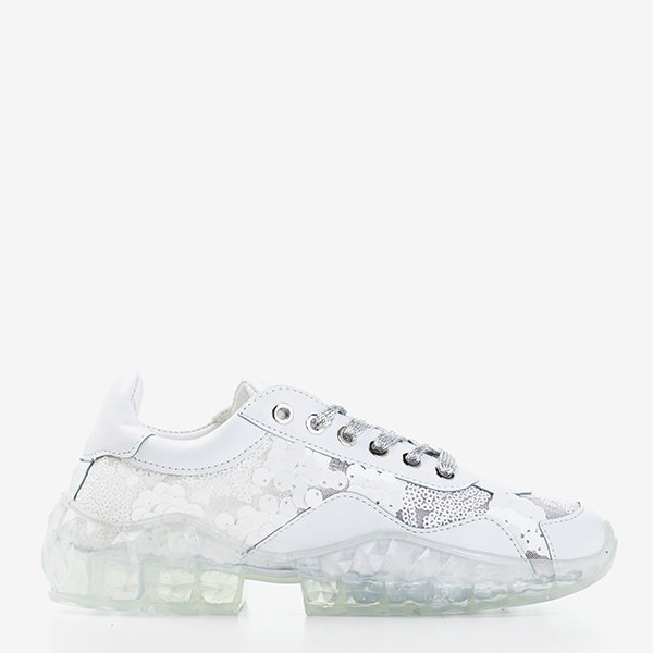 Białe damskie sportowe buty z cekinami Polja - Obuwie