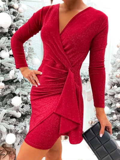 Royalfashion Rochie mini stralucitoare plisata pentru femei