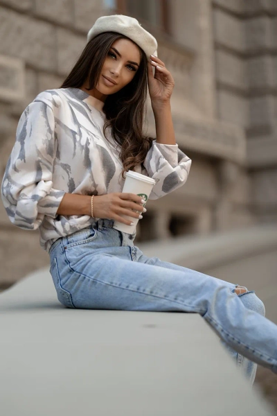 Royalfashion Pulover subțire de damă cu imprimeu