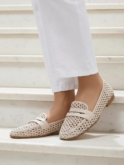 Mocasini bej Royalfashion Primavera Aelia din țesătură cu vârf migdalat