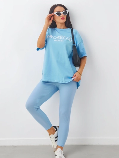 Set Royalfashion din bumbac pentru femei, cu mâneci scurte și colanți