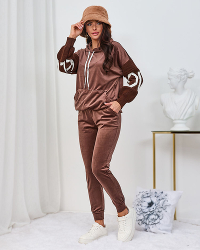 Royalfashion Set trening negru de catifea pentru femei