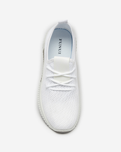 Pantofi sport alb din material textil pentru femei Vobbu- Footwear