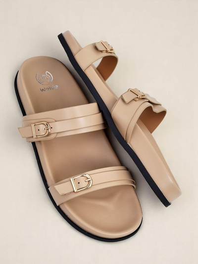 Royalfashion Papuci de damă din piele ecologică EcoTwins Slides