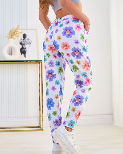 Royalfashion Pantaloni de damă din țesătură florală