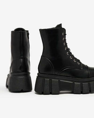 Royalfashion Cizme negre pentru femei cu platformă Baggers Ceminas