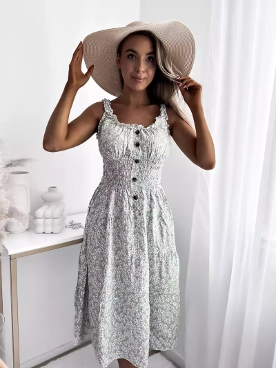 Rochie pentru femei cu mentă florală până la genunchi Îmbrăcăminte