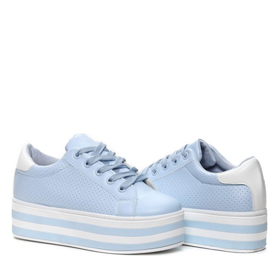 Niebiesko-białe sneakersy na platformie - Obuwie