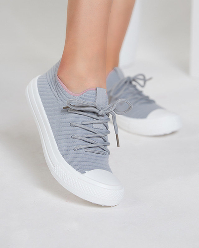 OUTLET Tenisi gri dama cu nervuri Manfer- Incaltaminte