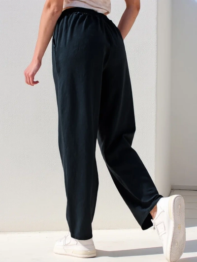 Pantaloni din bumbac drept pentru femei Royalfashion