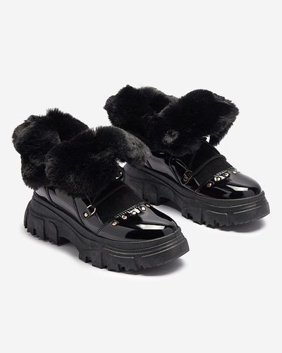 Cizme de zăpadă cu șiret pentru femei negre Fentes- Footwear