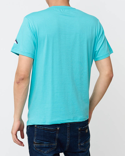 Tricou cu imprimeu pentru bărbați turcoaz - Îmbrăcăminte